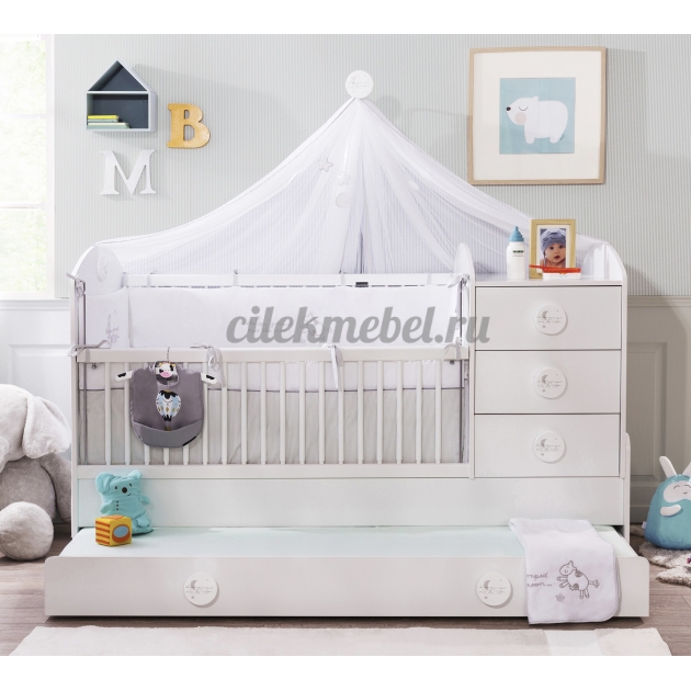 Кроватка трансформер Cilek Baby Cotton с выдвижным спальным местом